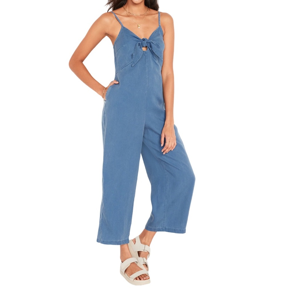 Old Navy Sleeveless Tie-Front Tencel Lyocell Jumpsuit